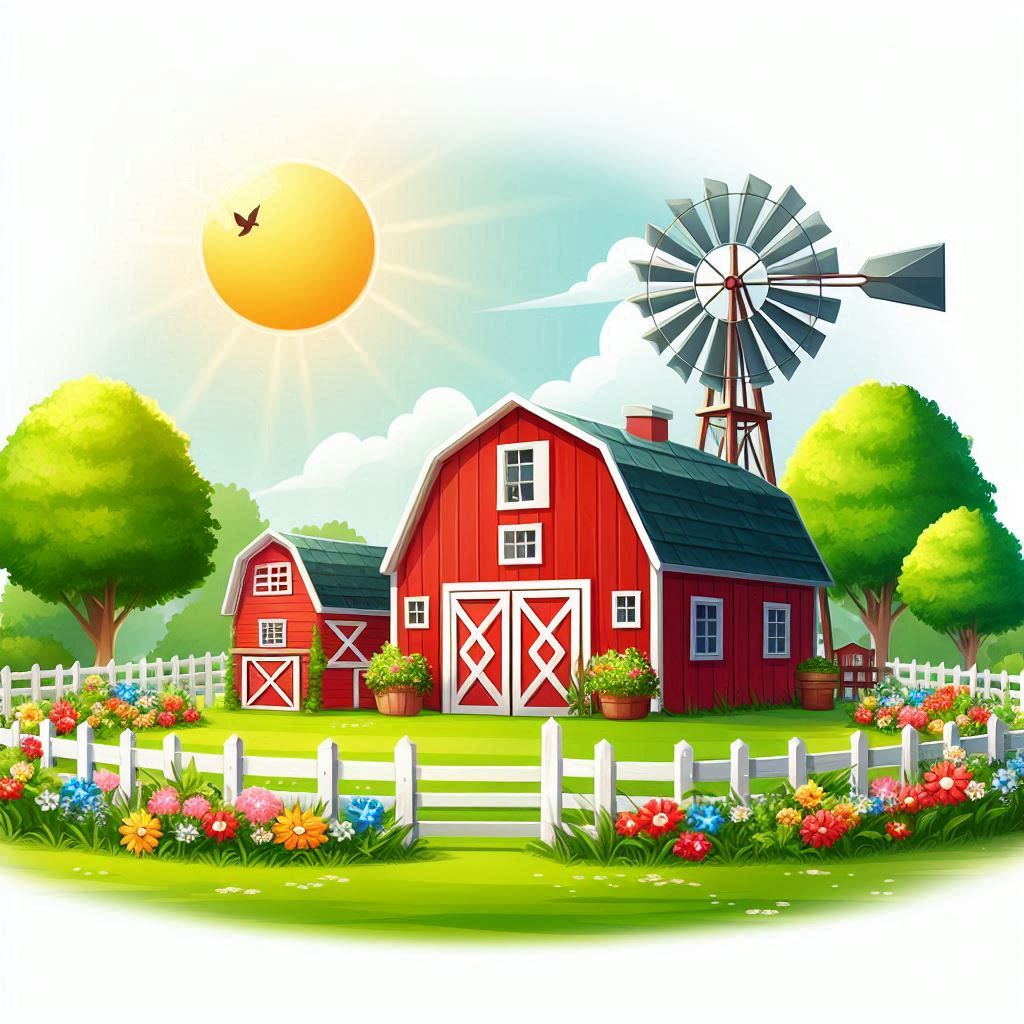 A farm without animals in a circle